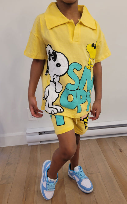Ensemble short et t-shirt imprimé SNOOPY 2 pour garçon de 18 mois à 5 ans - Karasmoode