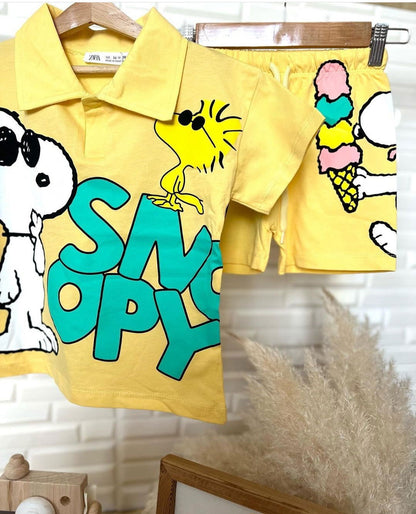 Ensemble short et t-shirt imprimé SNOOPY 2 pour garçon de 18 mois à 5 ans - Karasmoode