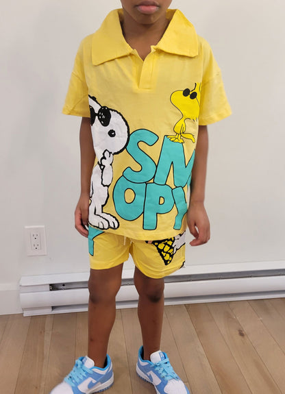 Ensemble short et t-shirt imprimé SNOOPY 2 pour garçon de 18 mois à 5 ans - Karasmoode