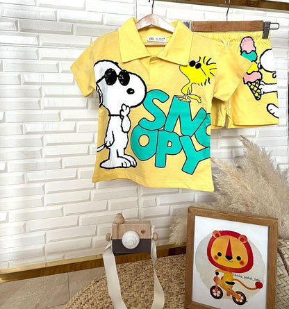Ensemble short et t-shirt imprimé SNOOPY 2 pour garçon de 18 mois à 5 ans - Karasmoode
