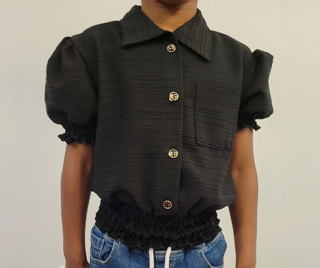 HAUT Chemisier Noir pour fille de 9 à 14 ans - Karasmoode